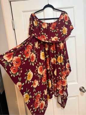SWAK Burgundy Floral Off-Shoulder Midi Dress SZ 1X